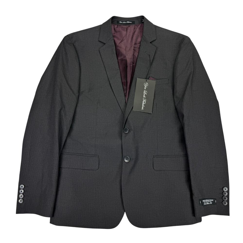 Nick Graham Mens Bleeker Slim Fit Striped Suit Jacket Gray Red 40S
